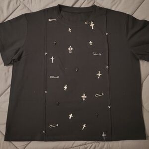 Black Graphic Women Shirt, Hademade